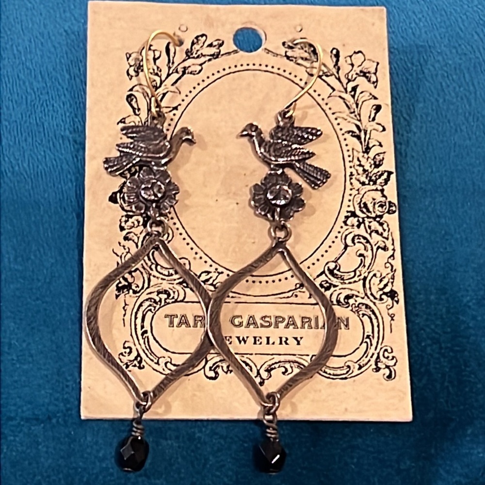 Tara Gasparian Blackbird Bronze and Black Agate Earrings